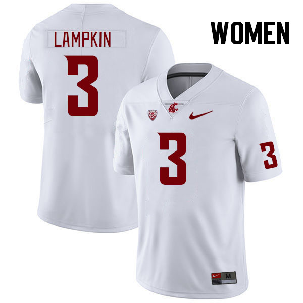 Women #3 Cam Lampkin Washington State Cougars College Football Jerseys Stitched Sale-White